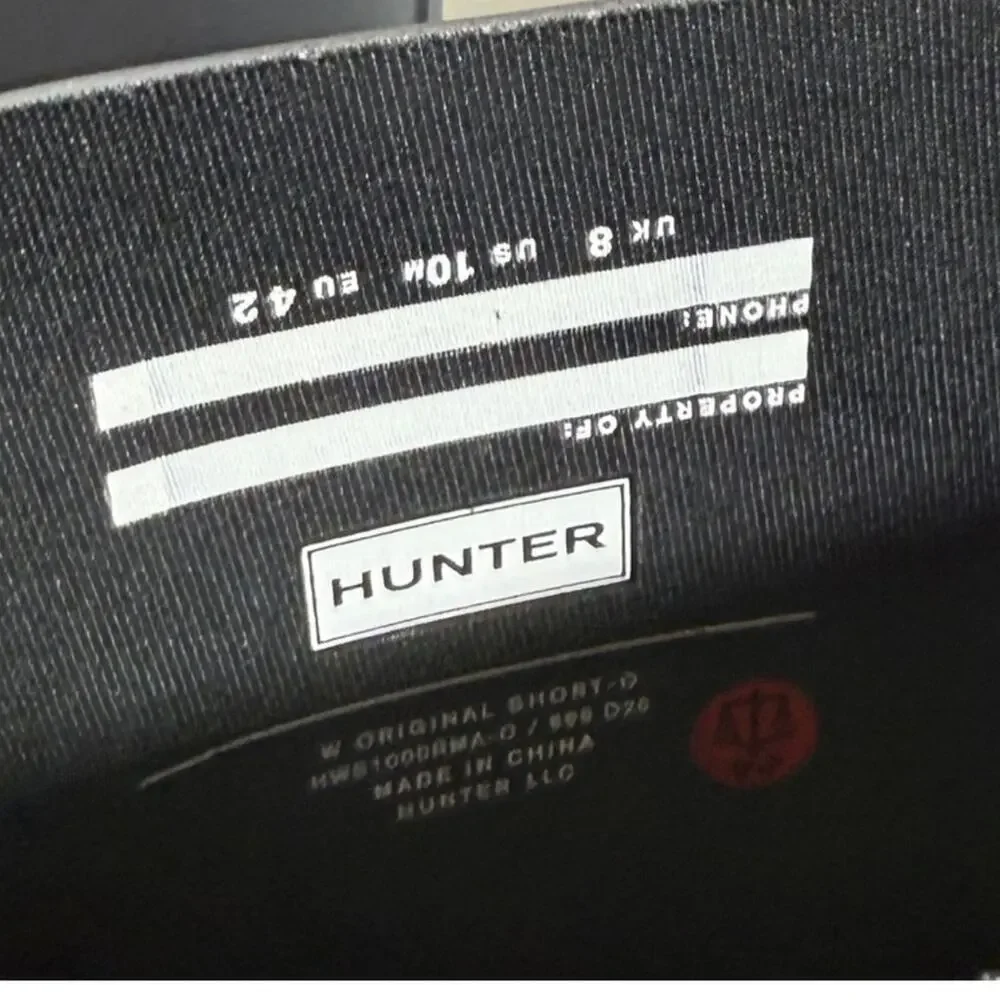 NIB • Hunter Women's Original Short Black Rain Boots Size: 10